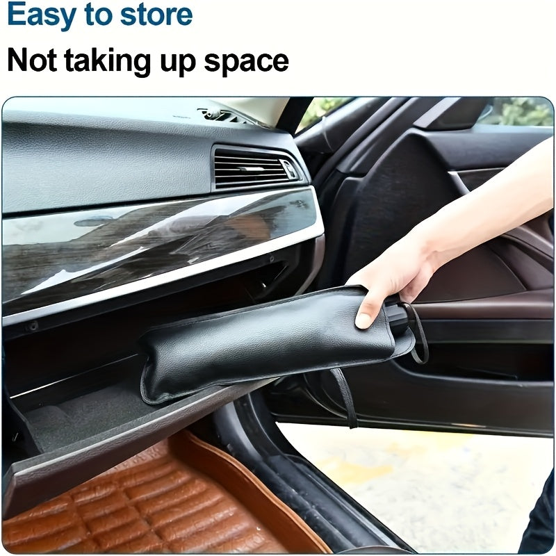 UPF50+ Roll-Up Car Windshield Sunshade – UV Protection & Heat Blocking Front Window Cover
