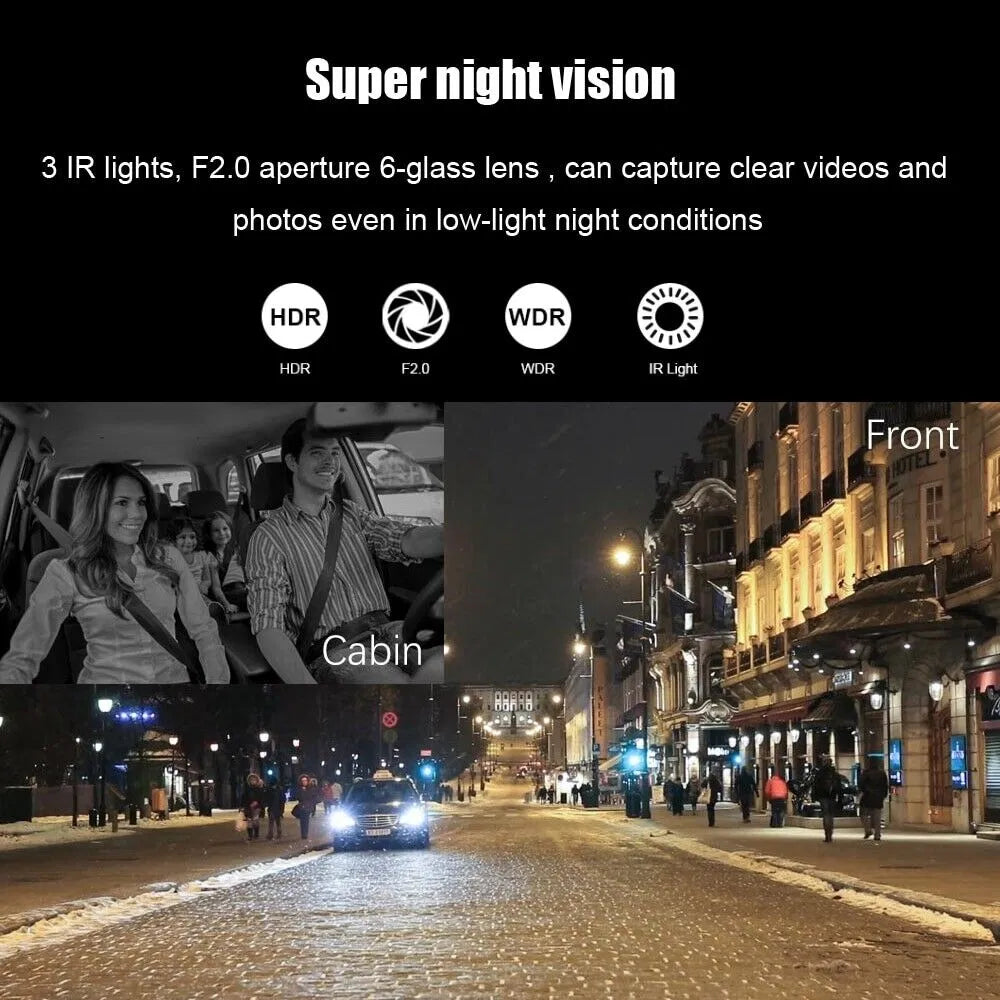 DualVision 1080P WiFi Dash Cam – Front & Cabin Recording