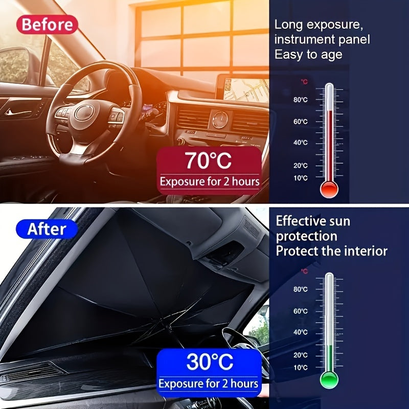 UPF50+ Roll-Up Car Windshield Sunshade – UV Protection & Heat Blocking Front Window Cover