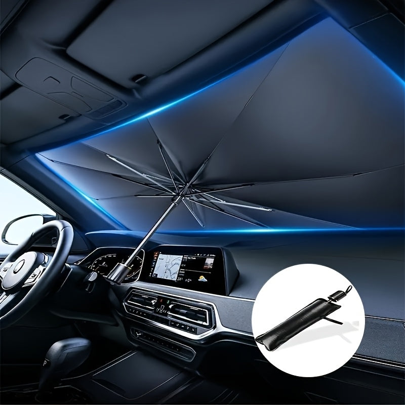 UPF50+ Roll-Up Car Windshield Sunshade – UV Protection & Heat Blocking Front Window Cover