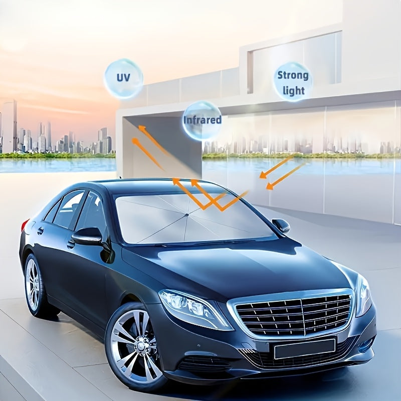 UPF50+ Roll-Up Car Windshield Sunshade – UV Protection & Heat Blocking Front Window Cover