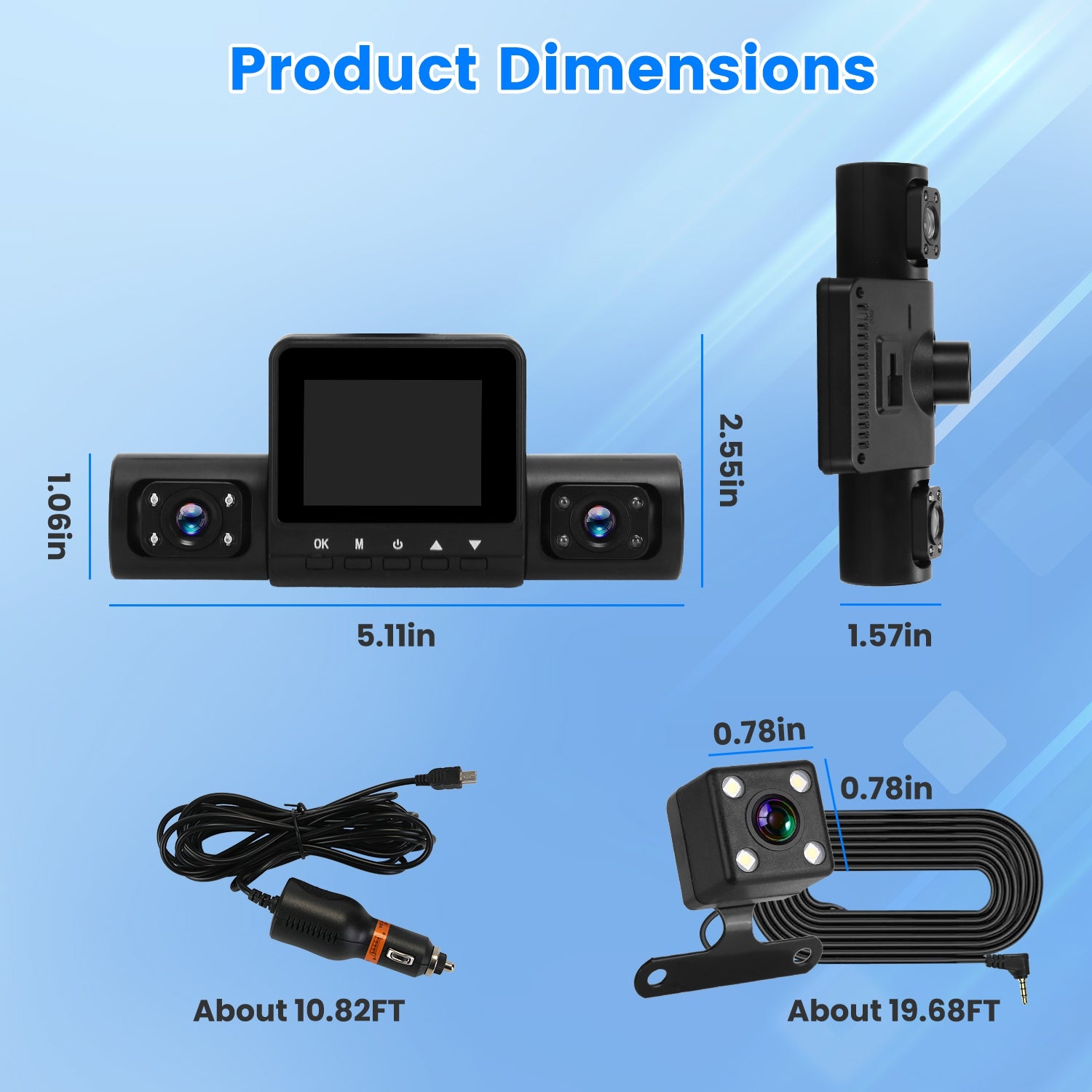 360° 4-Channel Dash Cam – Full HD Car Security Camera with Night Vision & 32GB Card