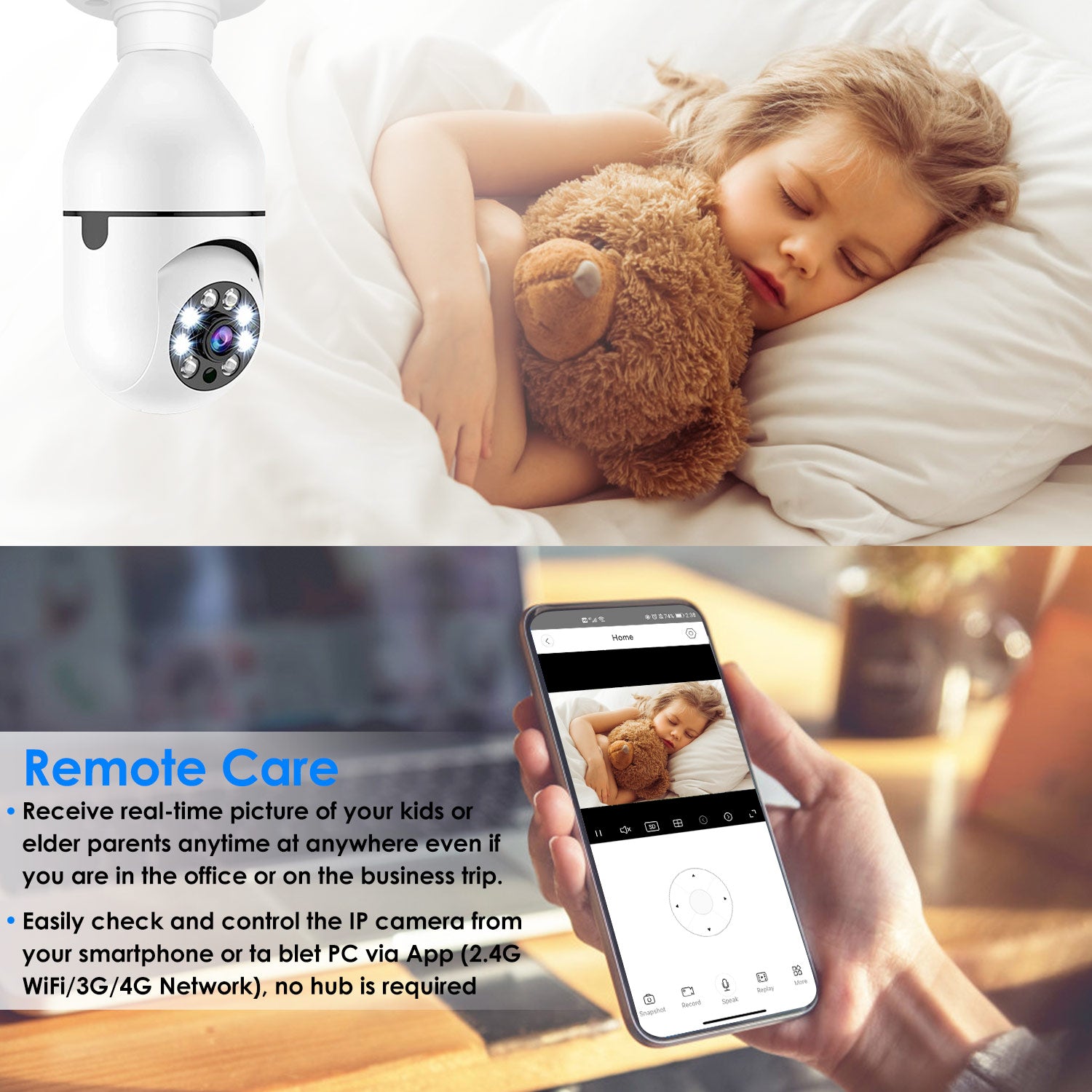 360° Smart WiFi Bulb Security Camera – 1080P Pan Tilt, Night Vision & 2-Way Audio