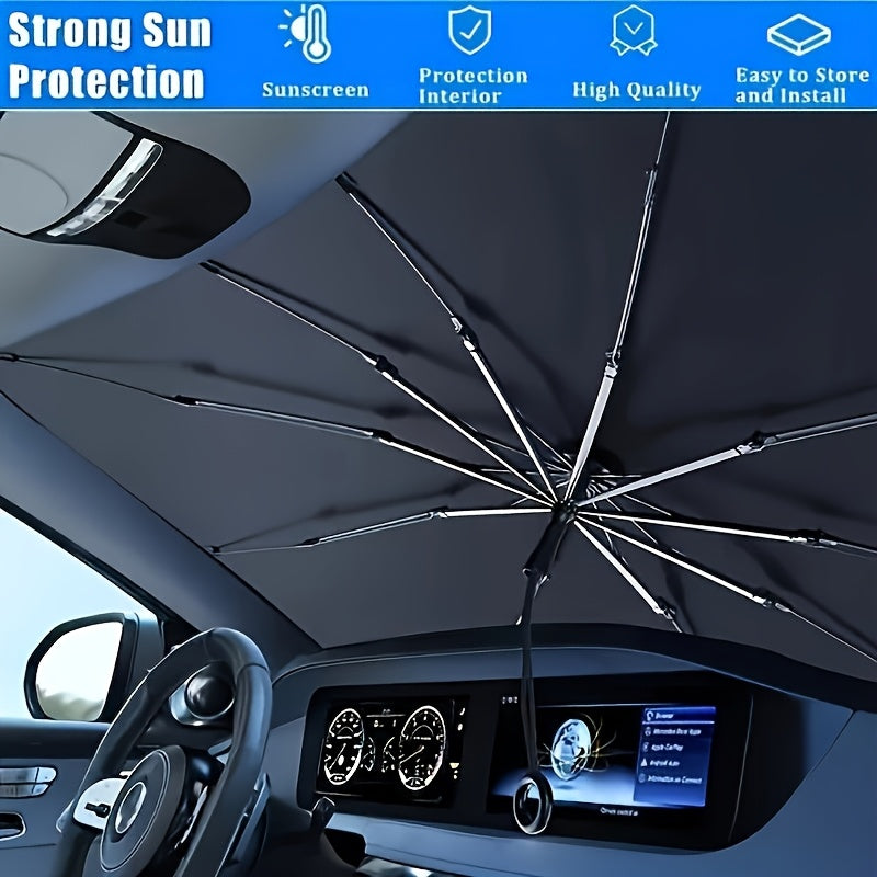 UPF50+ Roll-Up Car Windshield Sunshade – UV Protection & Heat Blocking Front Window Cover