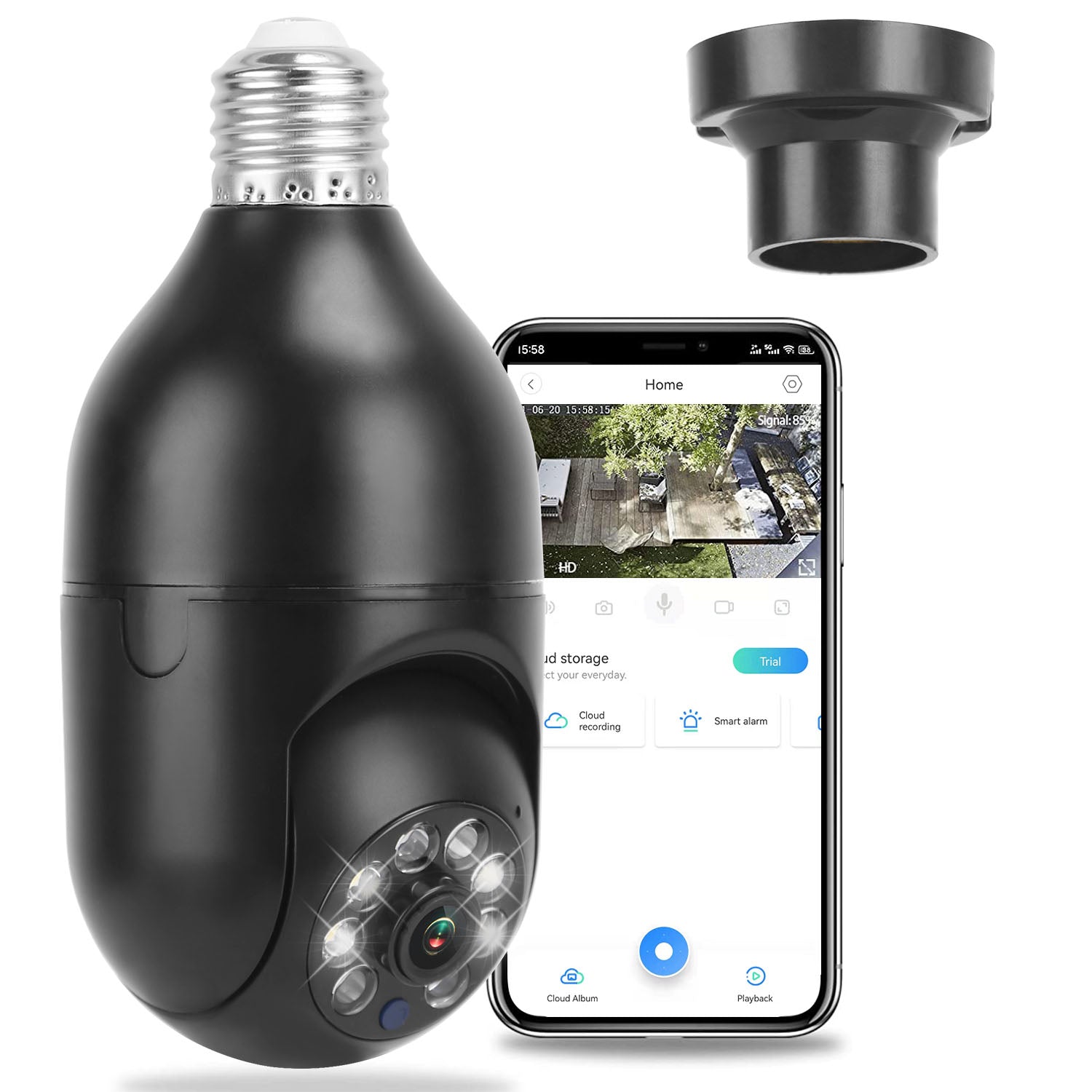 360° Smart WiFi Bulb Security Camera – 1080P Pan Tilt, Night Vision & 2-Way Audio