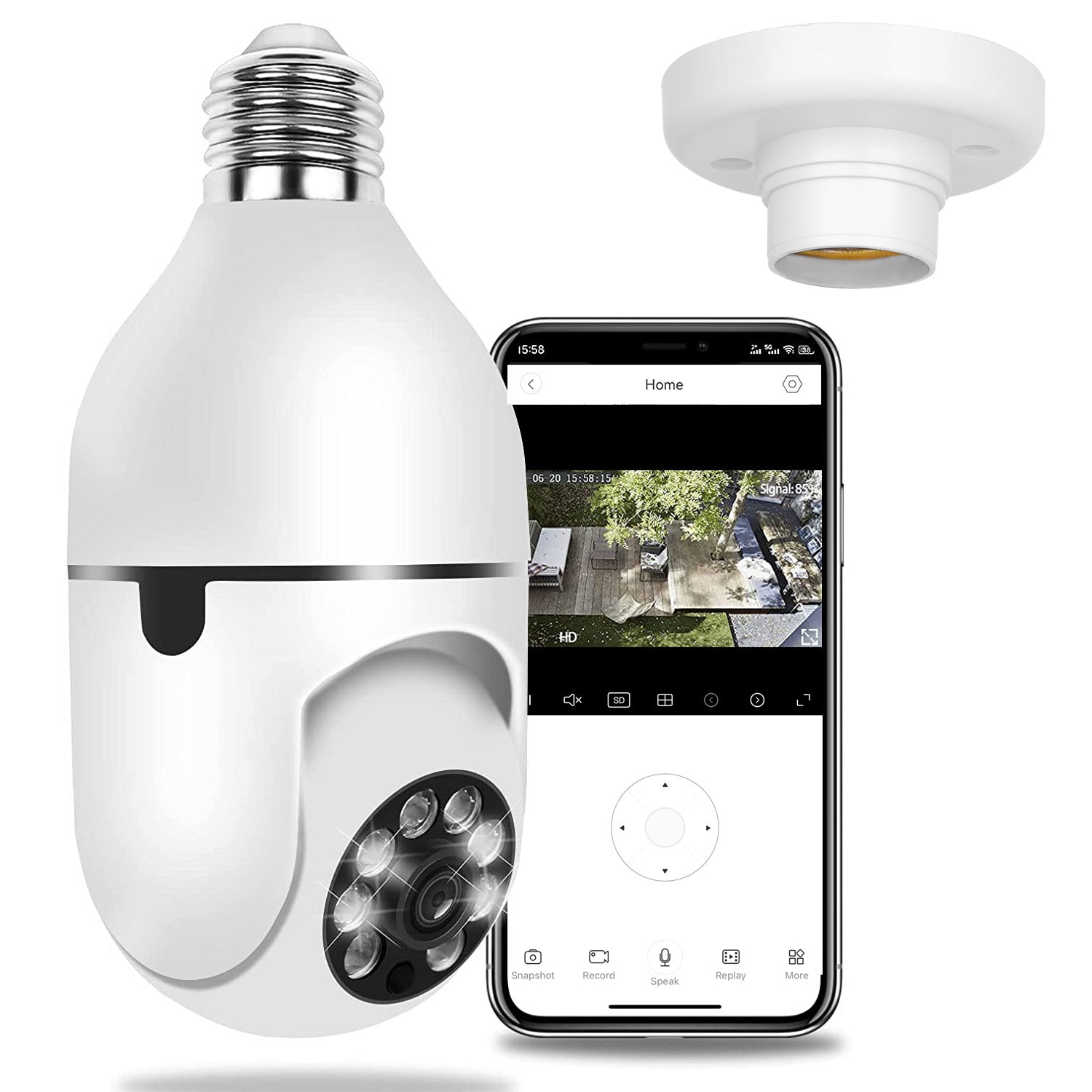 360° Smart WiFi Bulb Security Camera – 1080P Pan Tilt, Night Vision & 2-Way Audio