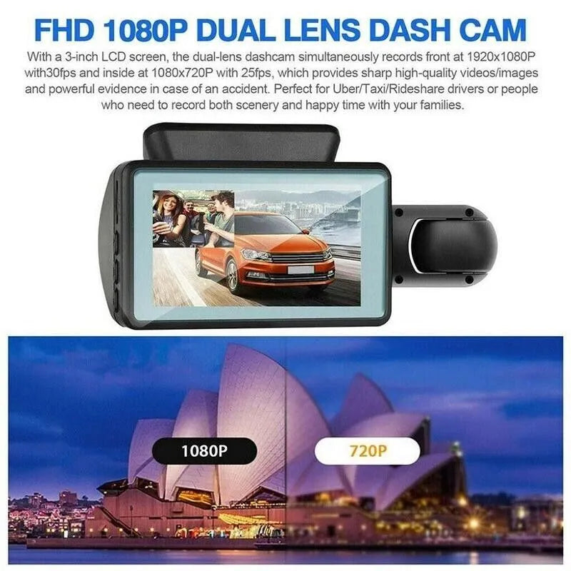 DualVision 1080P WiFi Dash Cam – Front & Cabin Recording