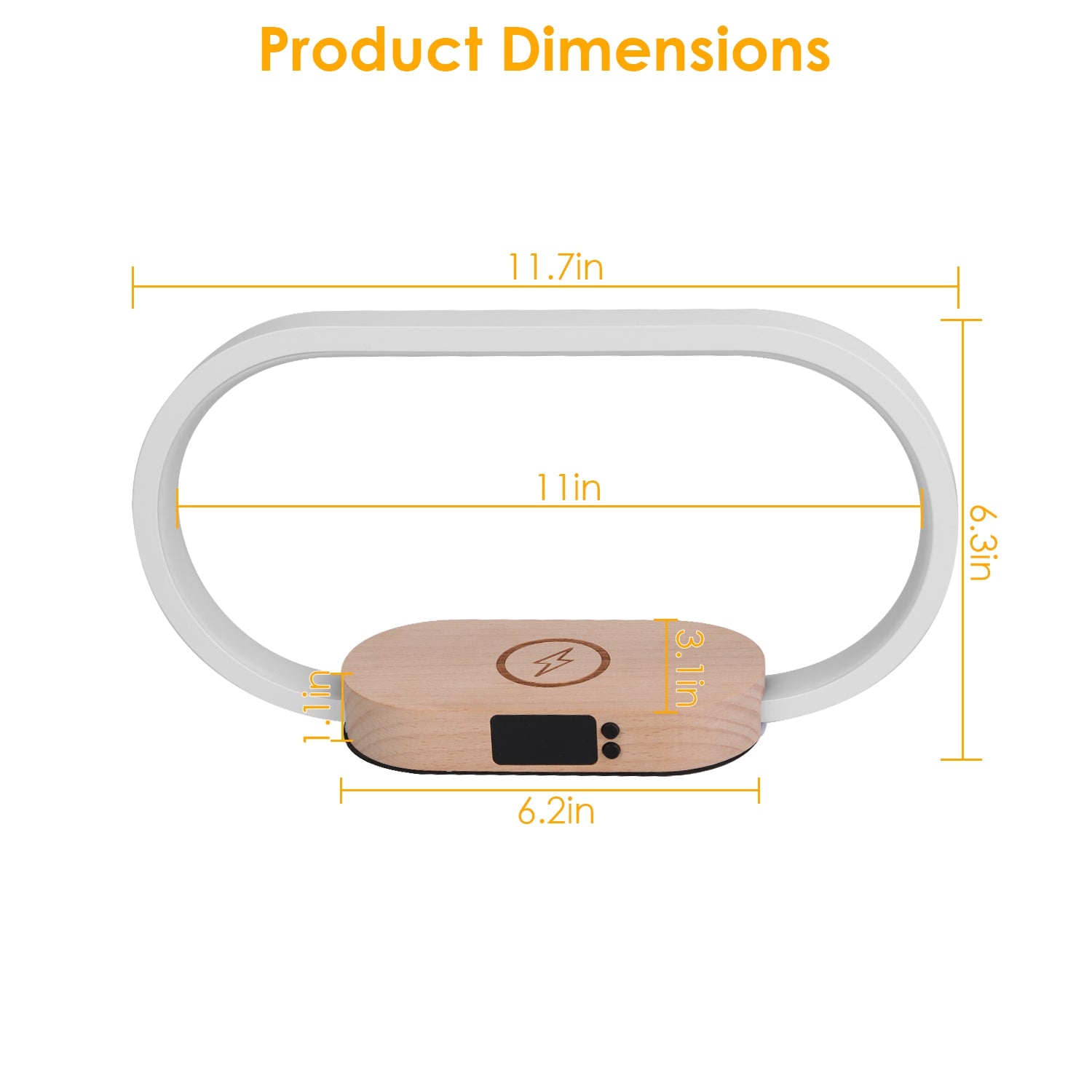 GlowCharge LED Bedside Lamp with Wireless Charging & Clock