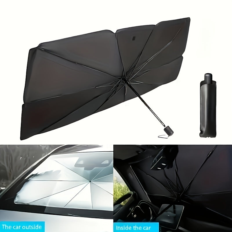 UPF50+ Roll-Up Car Windshield Sunshade – UV Protection & Heat Blocking Front Window Cover